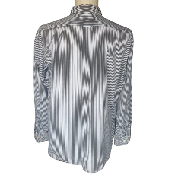 Faconnable Classique SZ L Navy & White Bengal Striped Men's Button Up Shirt - Picture 4 of 15